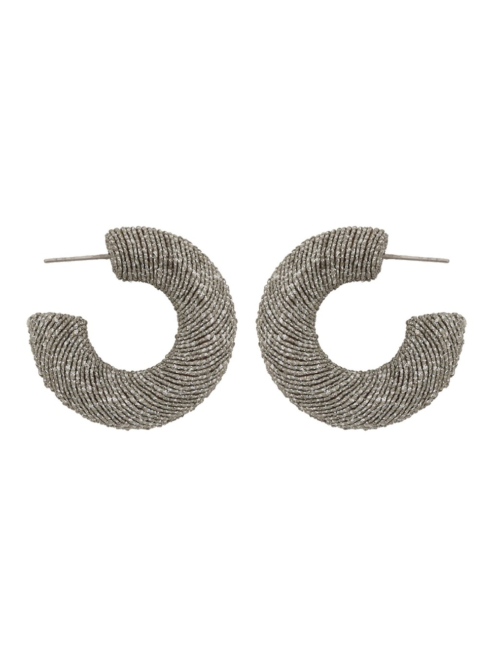 Panacea Wrapped Hoop Earrings - Silver